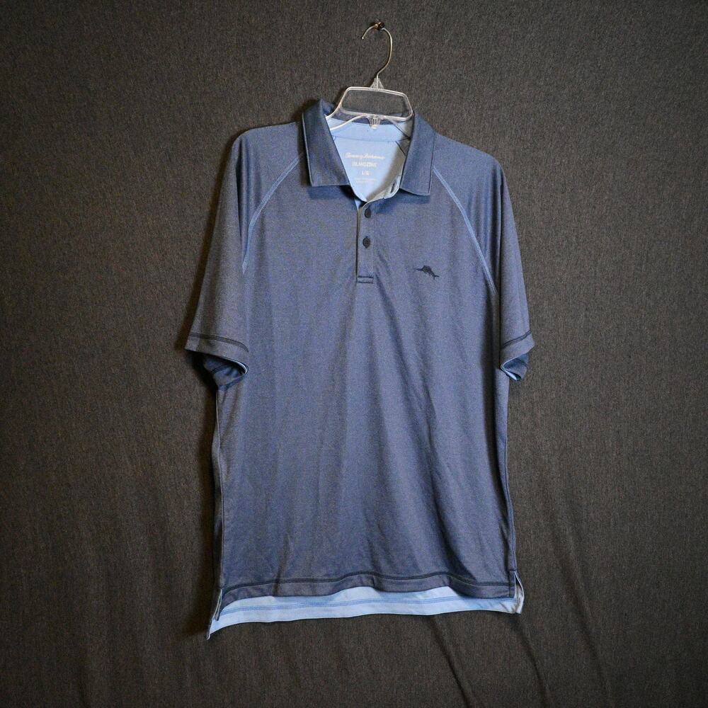 NEW Tommy Bahama Men's L Paradise Polo Short Sleeve Shirt Ocean Blue NWT (READ)